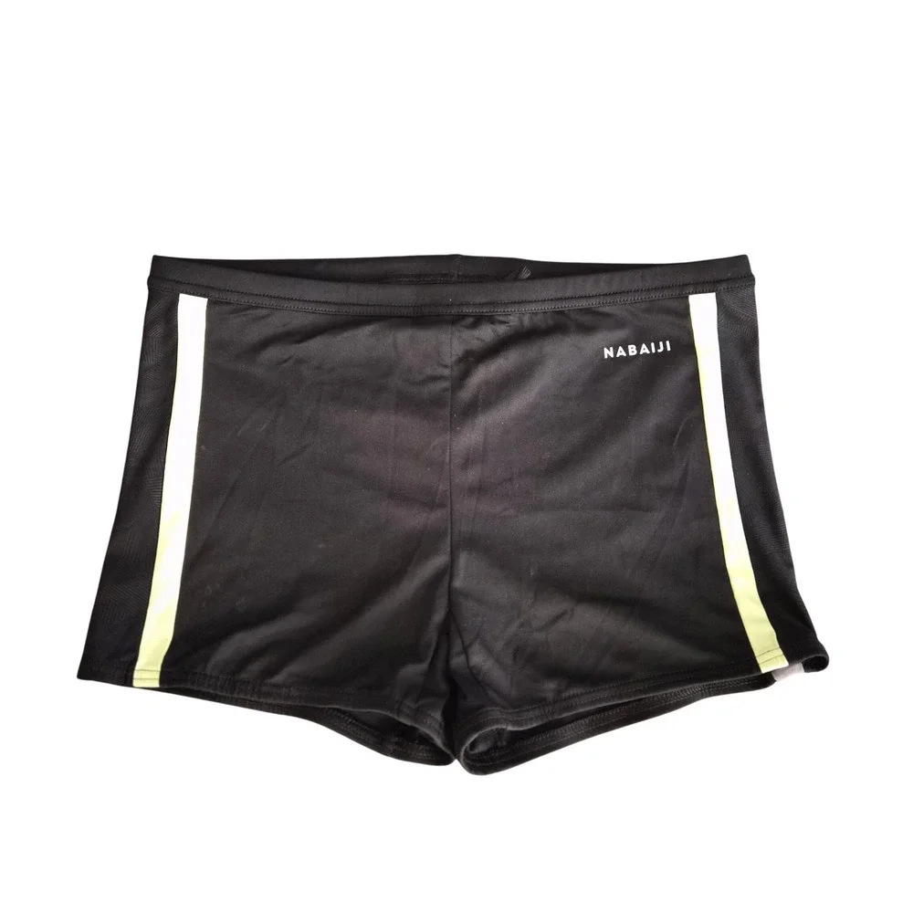Nabaiji Mens Aqua Resist Swim Trunks Black Side Stripe Drawstring Swimwear L
